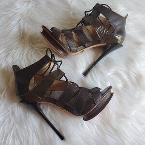 L.A.M.B Brown Jaco Strappy Platform Heels SZ 8.5